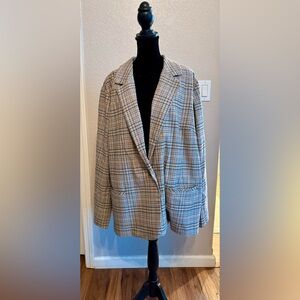 J.Jill Women's Plaid Blazer - Black, Tan, and Cream